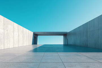 Obraz premium Concrete outdoor square building,Empty architectural background. 
