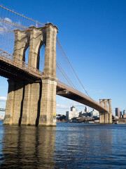 The Brooklyn Bridge over the East River seen from Manhattan