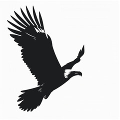 Naklejka premium Silhouetted vector image of an eagle flying, isolated on white background