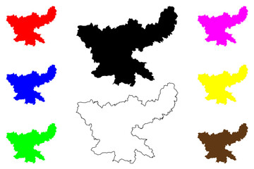 Jharkhand (States and union territories of India, Federated states, Republic of India) map vector illustration, scribble sketch Jharkhand state map