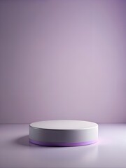 Minimalistic background in lilac colour. stage with round podium , space for product displays or presentations