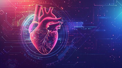 futuristic medical research or cardiology concept heart health diagnosis infographic wide banner
