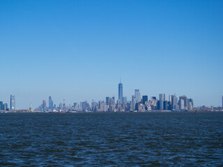 Downtown Manhattan skyline seen from New York Bay
