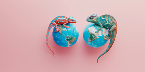 Two chameleons and planet Earth 