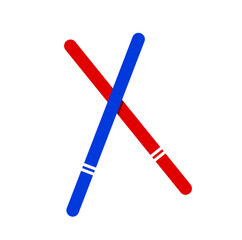 Dandiya sticks vectors red and blue colors.