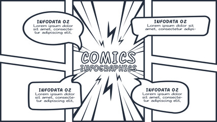 Comics infographic with 4 steps, options, parts or processes. Business data visualization. Creative infographic template