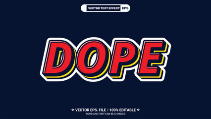 Dope comic pop logotype style editable 3d vector text effect