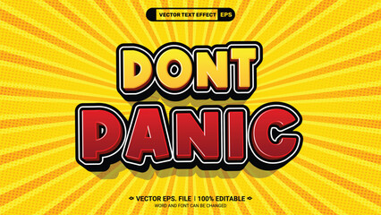 Dont panic comic style 3d editable vector text effect