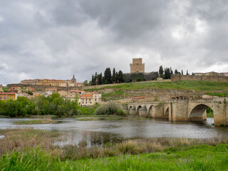 Ciudad Rodrigo Roman Bridge with the city in background