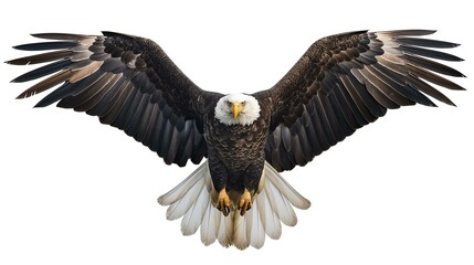 Majestic American Bald Eagle Soaring Gracefully Against a Clear Sky