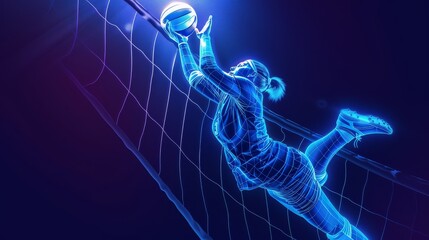  l volleyball player hit the ball in a vector illustration in neon 