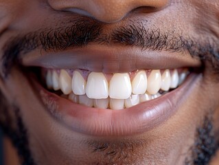 Close-up of a man's perfect smile with healthy teeth