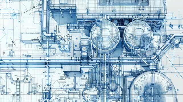 Blueprint design of an industrial complex for engineering and architectural concepts