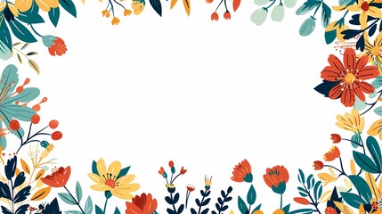 Fototapeta premium A vibrant floral border with space for text in the center