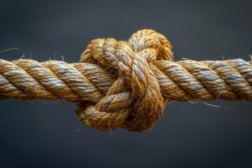 A tied knot on a rope. Business concept. Background with selective focus and copy space