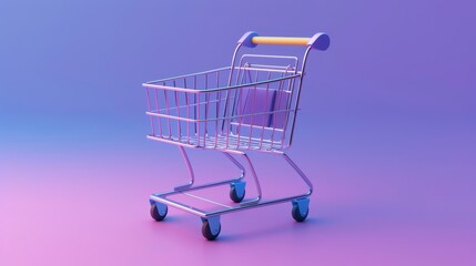 Digital cart flat design front view online purchasing theme 3D render Complementary Color Scheme