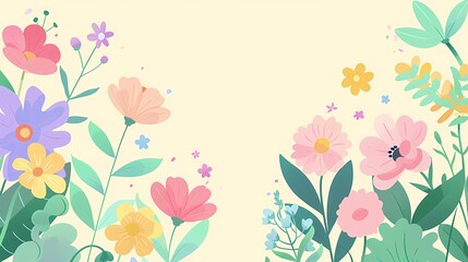 A colorful illustration of spring flowers in bloom