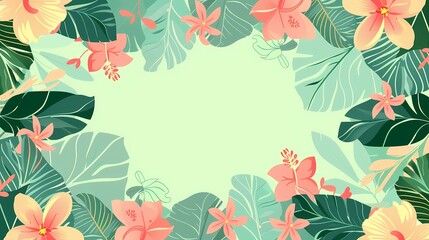 Tropical bloom frame with space for your text