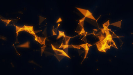 Technological advancement, microscopic mesh in 4K resolution. Polygonal background in yellow colors