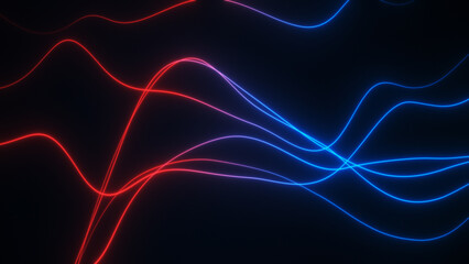 Obraz premium Electric neon lines glow on a futuristic. 3D neon lights create a stunning cyberpunk atmosphere