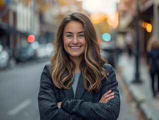 Fototapeta premium corporate businessman smiling with folded hand
