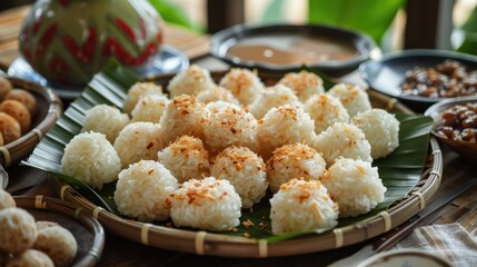 Crafting jenang involves blending glutinous rice brown sugar and coconut milk to create this delightful Indonesian traditional snack