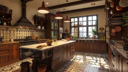 Craftsman kitchen design with a focus on authenticity and craftsmanship, showcasing bespoke cabinetry, hand-painted tiles, and vintage-inspired lighting