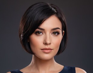Naklejka premium a close up of a woman s face with short hair