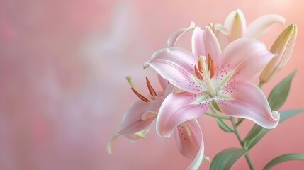 Obraz premium A bouquet of pink flowers with a blue background