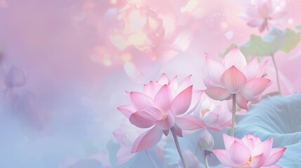 A colorful background with flowers and a pink and blue flower in the foreground