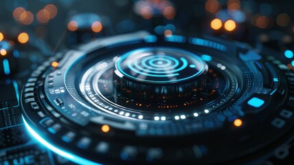 To illustrate the concept of digital transformation using information technologies like cloud computing and business process management to improve efficiency, you can create a 3D rendering