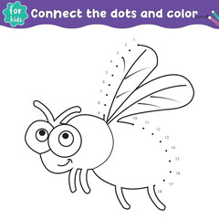 dot to dot bee coloring activity page and Educational Game for Kids   