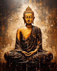 Poster golden buddha statue painting 