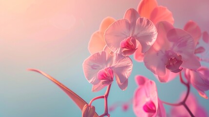 A colorful bouquet of flowers with a blue background