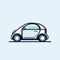 Cartoon compact city car icon. Side View. Vector illustration