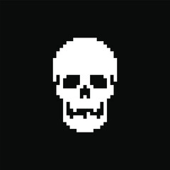 Human skull pixel art icon. Vector illustration