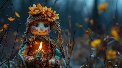 Fototapeta premium A representation of spring in Russia the pagan emblem of winter a rag doll ignited during a ritual these are the components of this ancient tradition