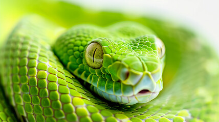 Fototapeta premium green snake on white background. ai generated illustrations.