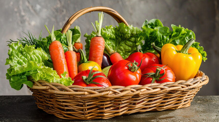 Bountiful Harvest: A Basket Overflowing with Freshly Picked Vegetables