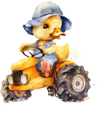 Adorable Animals on a Tractor Clipart