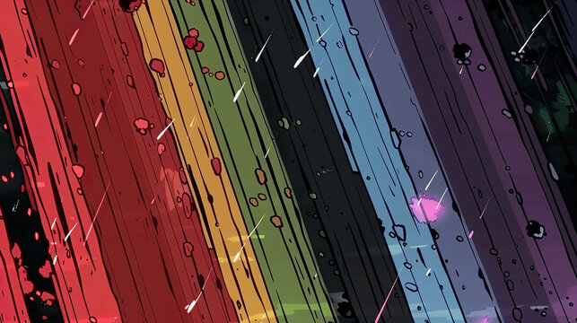 Colorful Hearts on Striped Background