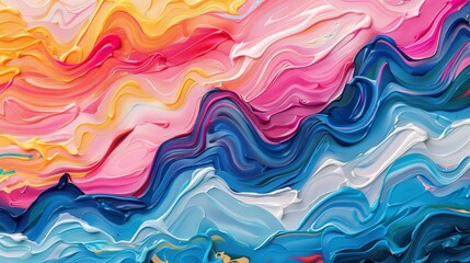 Obraz premium A wave of pink and blue water