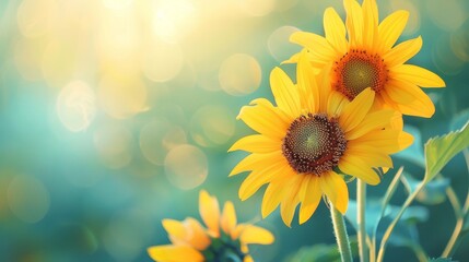 A yellow sunflower is the main focus of the image