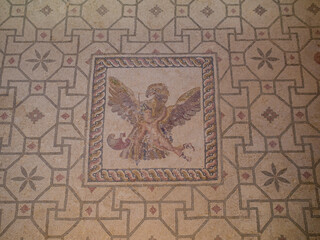 Ganymede rapture mosaic from the House of Dionysus in Paphos Archeological Site