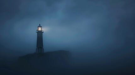 Serene dusk at a coastal lighthouse, perfect for travel and maritime themes