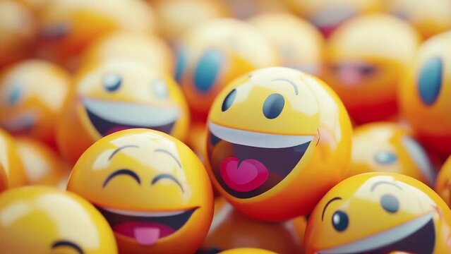 Vibrant Pile of Emoji Smileys Laughing