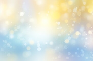 Elegant background featuring soft bokeh lights in a tranquil blend of blue and yellow hues, perfect for creating a peaceful atmosphere in designs or presentations