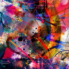 Colorful chaos blended with digital geometry