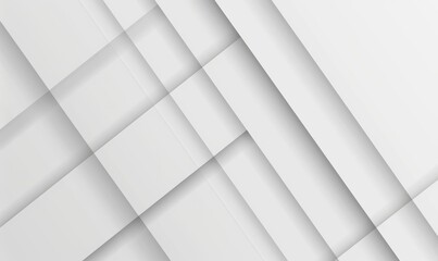 Modern abstract background featuring a series of white overlapping geometric shapes with soft shadows, creating a clean and minimalist design suitable for various creative projects