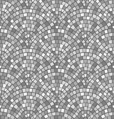 Mosaic monochrome arched seamless pattern. Vector illustration